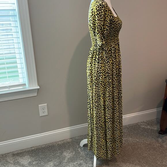 EUC Notes du Nord‎ Olivia Leopard Print Smocked Maxi Dress Cottage Core US XS 4 - Picture 9 of 16